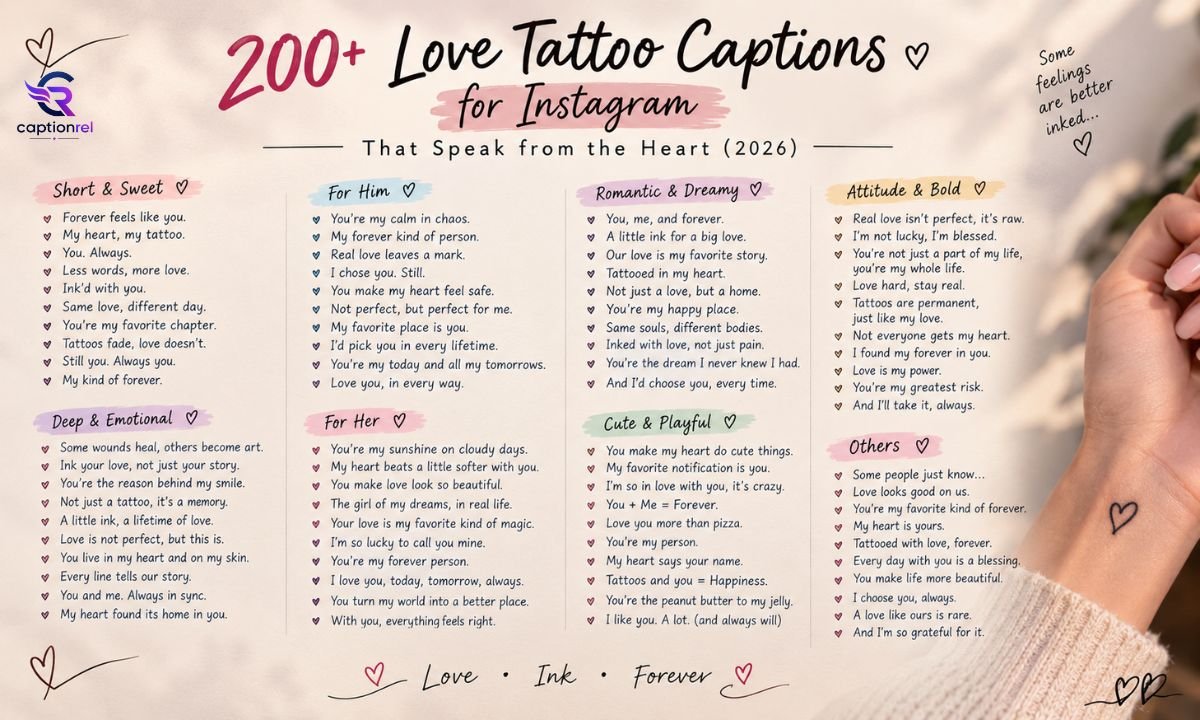 200+ Love Tattoo Captions for Instagram That Speak from the Heart (2026)