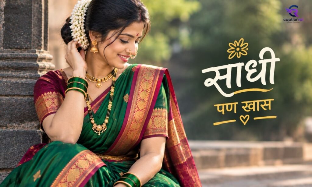 🌼 Simple Nauvari Saree Caption for Instagram in Marathi