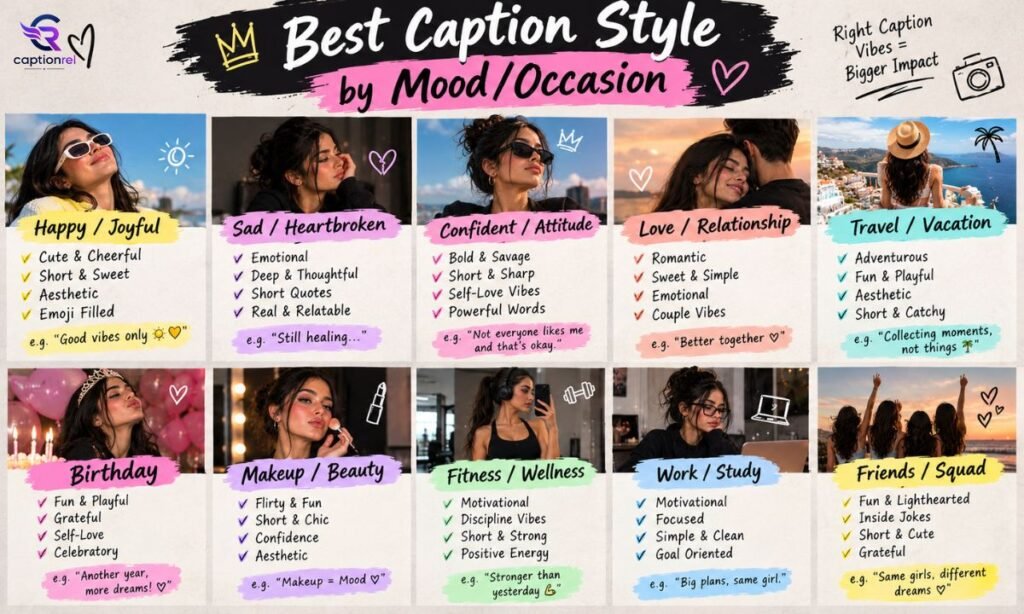 📊 Best Caption Style by MoodOccasion