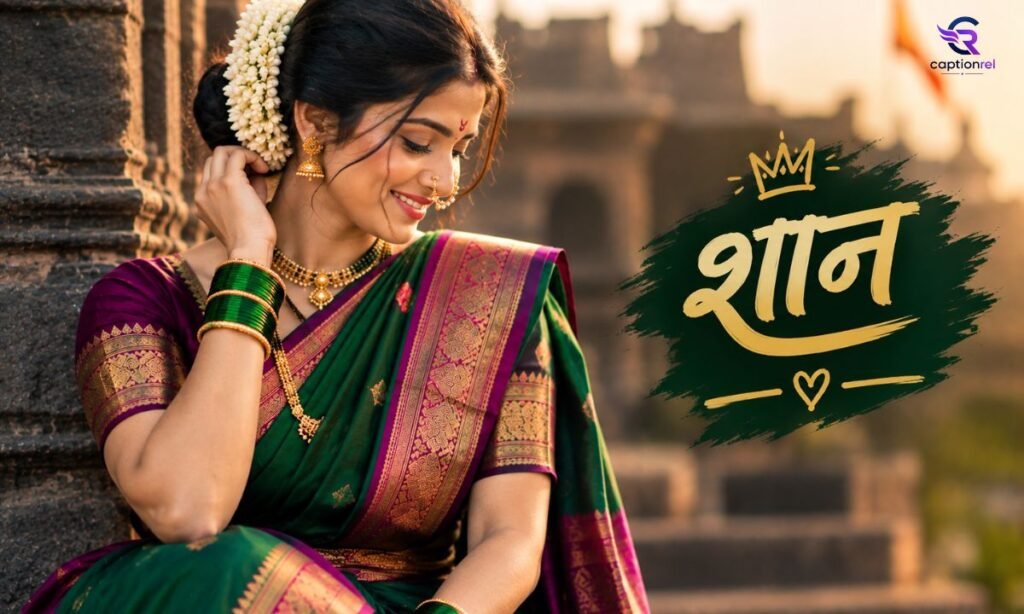 🔥 One Word Marathi Caption for Nauvari Saree