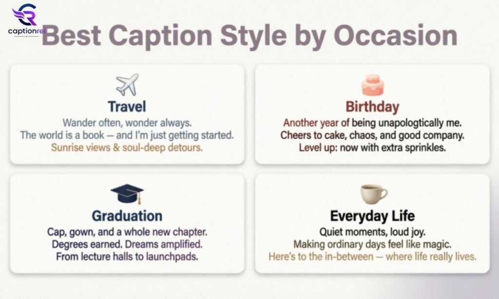 🗂️ Best Caption Style by Occasion
